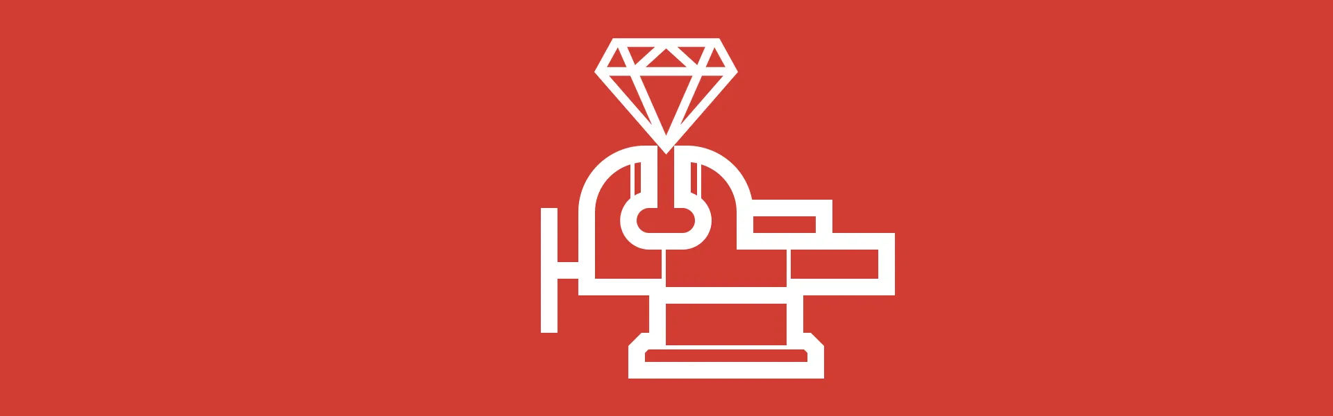 An icon of a vice squeezing a ruby gem
