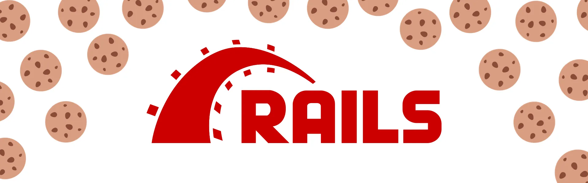 The Ruby on Rails logo surrounded by cookies