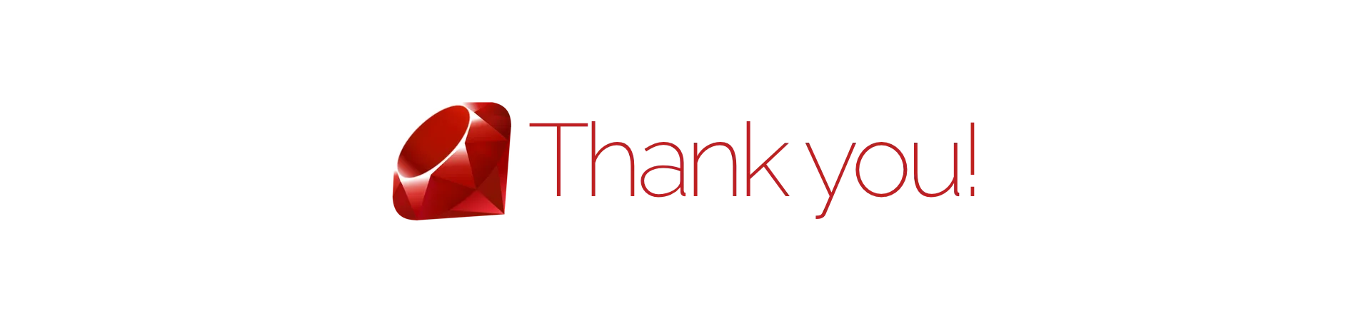The Ruby logo and the text 'Thank you'