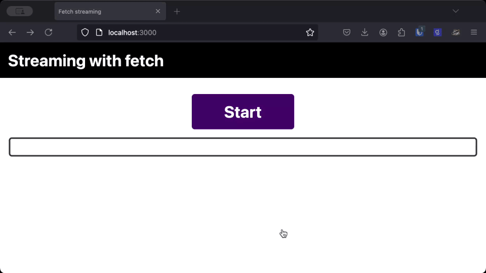An animation of a loading page. The page shows a loading animation for a long time before revealing all of the text.