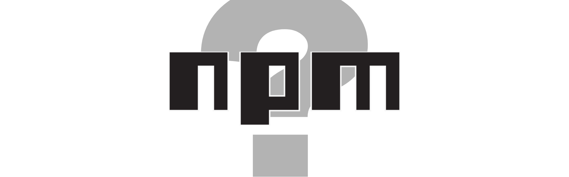 The npm logo with a big question mark behind it.