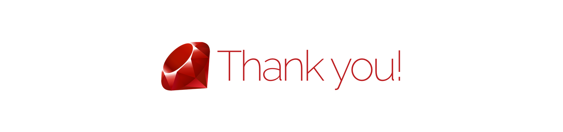 The Ruby logo and the text 'Thank you'