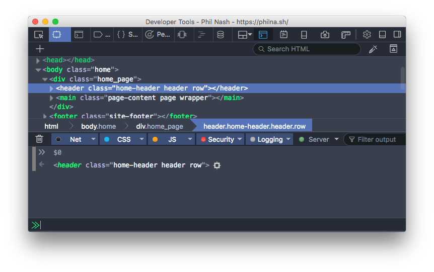 Console features reference, DevTools